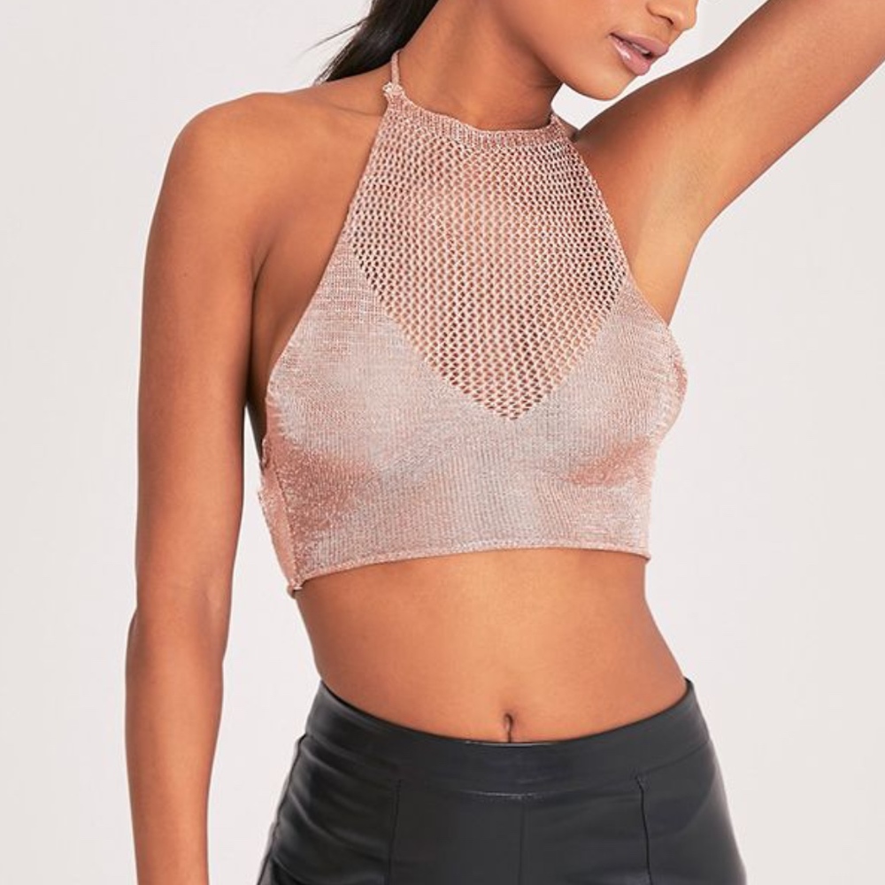 Metallic Knitted Crop Top